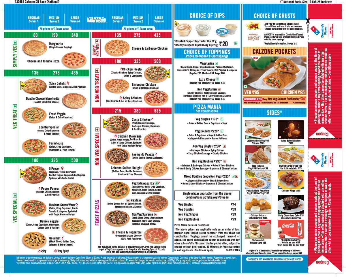 dominos menu pdf download